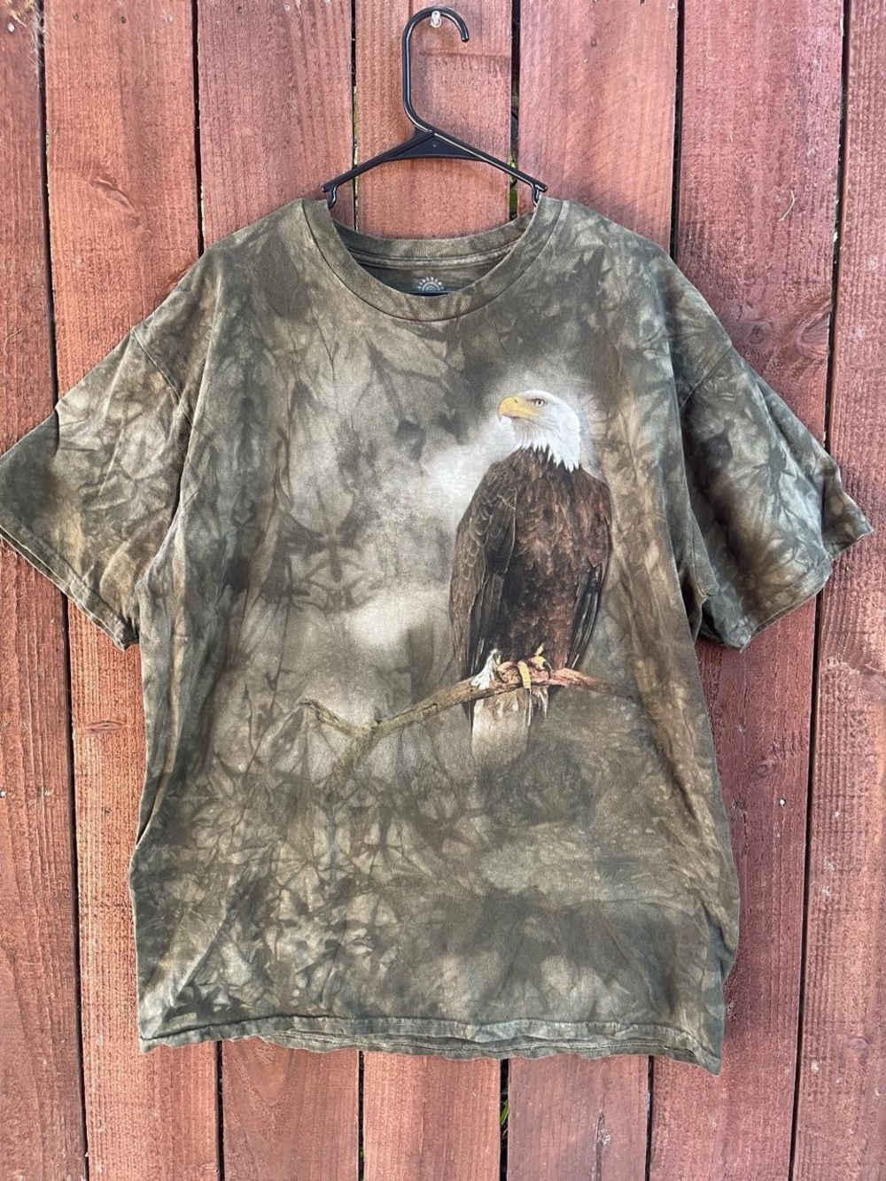 The Mountain Vintage 90s Eagle USA Nature Tee Green Tie Dye Short Sleeve XL
